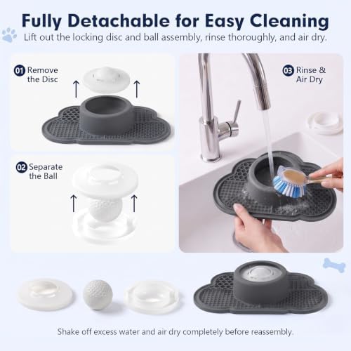 Anti-Slip Slow Feeder Dog Bowl and Lick Mat with Rolling Ball