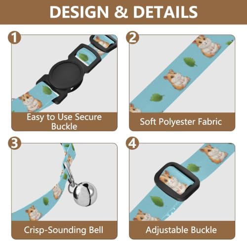 Cute Cartoon Hamsters Kitten Bell Collar 2 Pack Pet Collars Adjustable 10.6 to 17.1 Inches