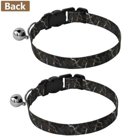 2 Pack Pet Collars Marble Veins Black Dog Bell Collar, Adjustable Length 10.6" to 17.1"