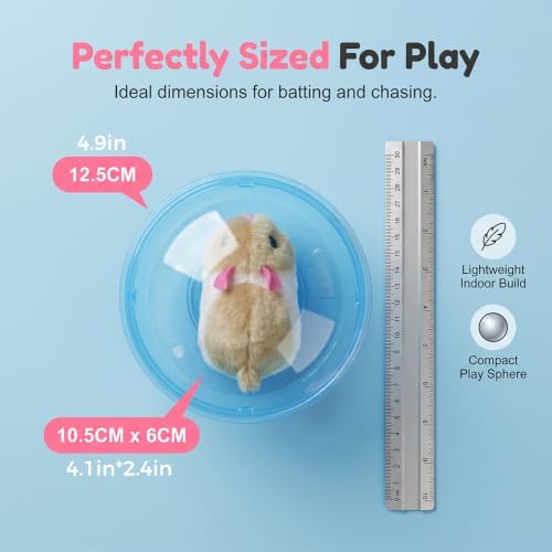 2 Pack Auto-Rolling Cat Ball for Indoor Pet (2, White Rabbit Set)