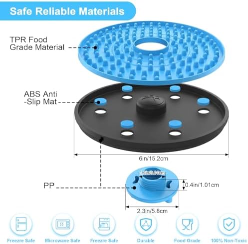 Lick Mat for Dogs Crate Lick Pad Slow Feeder for Crate Training （Blue）