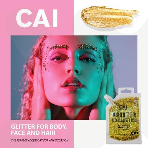 Face, Body & Hair Glitter Gel – Halloween Glitter for Kids and Women – 3 Oz Cosmetic-Grade Gel w/Moon & Stars for Festivals & Halloween Party, Easy Apply & Wash Off - Rose 2Pack