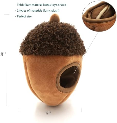 MODERN WAVE - Interactive Squeaky Plush Hide and Seek Squirrel Type Puzzle Toy for Dogs, Medium Size (Acorn and Squirrels)