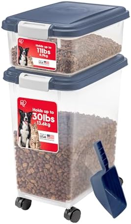 IRIS USA Dog Food Storage Container, Up to 30+11 lbs, Gray/Dark Gray
