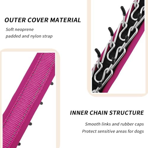No Pull Martingale Dog Collar for Large Medium Small Dogs, Heavy Duty Nylon Reflective Adjustable Anti Pull Slip Collar with Buckle for Training Walking L Hot Pink