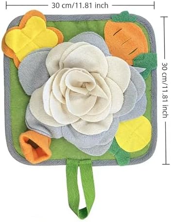 Rabbit Foraging Mat Snuffle Mat for Small Animals Rabbit Toy 11.81"x11.81" Rabbits Snuffle Mat Pets Interactive Feeding Matt Treat Dispenser for Bunny Guinea Pigs Ferrets Chinchillas (#B)