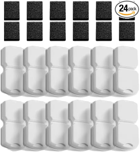GIOTOHUN Cat Water Fountain Filter Replacement: 24 Cat Fountain Filter - 24 Pet Fountains Filters - 12 Filters & 12 Sponges - Suitable for ATMZIQXR GIOTOHUN KOOGMOON UMOCUOY IHOUONE HOOISE