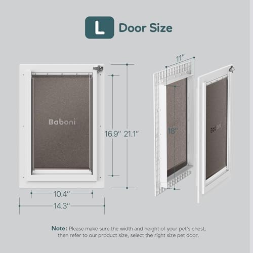Baboni Dog Door for Door,Durable Plastic Frame,Large
