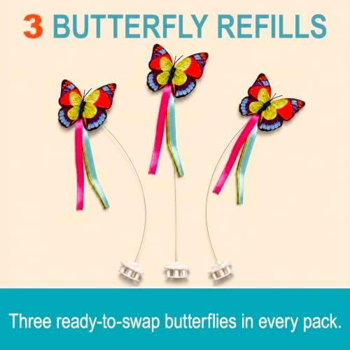Butterfly Cat Toy Refills 3 Pack - Replacement Fluttering Butterflies
