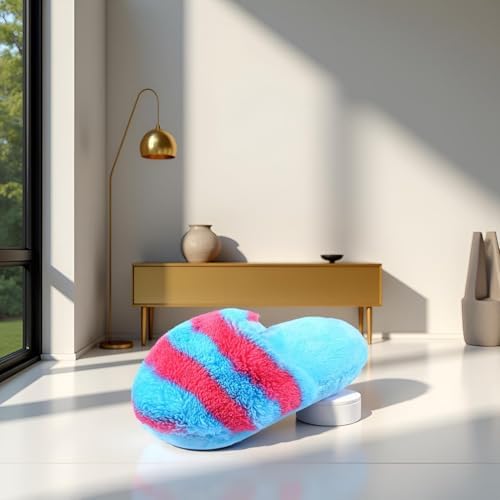 Blue Cute Pet Puppy Dog Cat Slipper Shape Plush Slipper Sound Pet Toy Pet Dog Chew Toys Squeak Plush Toys Shape Tooth Cleaning Chew Play Toy Supplies