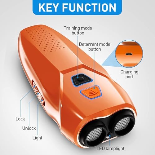 Dog Barking Control Device with Dual Sensors | Anti-Barking Device with Training & Deterrent Modes | Ultrasonic Dog Whistle & LED Flashlight | 25FT Range | Rechargeable