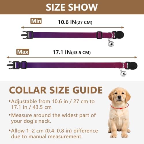 Gradient Blue to Red Pet Collar 2 Pack Collar for Puppy Adjustable 10.6 to 17.1 Inches