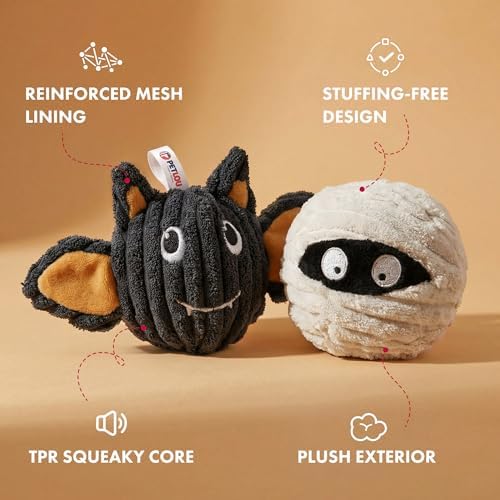 Pet Lou Batmmy EZ Squeaky Ball, Set of 2, 4-inch Width