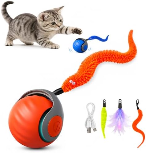 Interactive Cat Toy Ball for Indoor Cats (Orange)