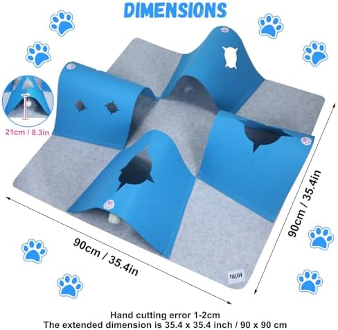 4-Way Cat Tunnels for Indoor Cats, Interactive Toys with Plush Ball