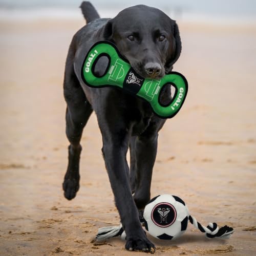 Pets First MLS Inter Miami CF Soccer Field Tug Toy & Soccer Ball Rope Toy Set for Dogs - Officially Licensed Interactive Squeaky Rope Fetch & Chew Toys with Team Logo
