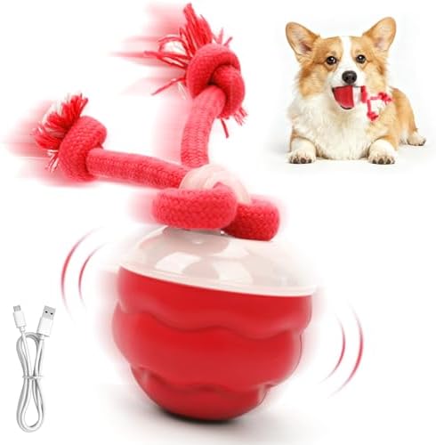 Goosheep 2026 New Interactive Dog Toys, Automatic Moving Dog Ball for Medium/Large Dogs, Interactive Smart Rolling Dogs Toy Ball with Light Up to Keep Them Busy(Red)