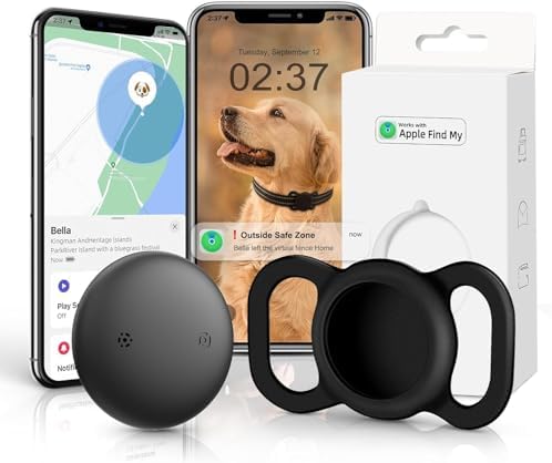 iOS Smart GPS Dog Collar, Mini Pet Activity Tracker No Monthly fee 1 Pack | iOS pet GPS tracker, no monthly fee, Apple Find My compatible, anti-lost, for dogs, cats, kids, vehicles, items.