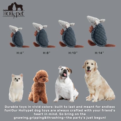 Hollypet Armadillo Squeaky Puppy Dog Toys for Small Medium Dogs, 8"