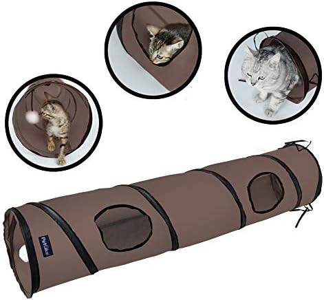PetLike Cat Tunnel for Indoor Cats Collapsible Pop-up Pet Tube Peek Hole Hideaway Play Toys for Cats with Ball