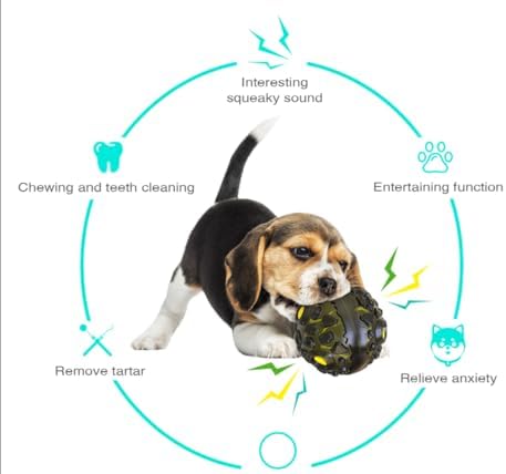 CYBERNOVA Interactive Dog Toys,Dog chew Ball, Fun Squeaky Sound Ball for Small Medium Large Breeds (Black+Yellow)