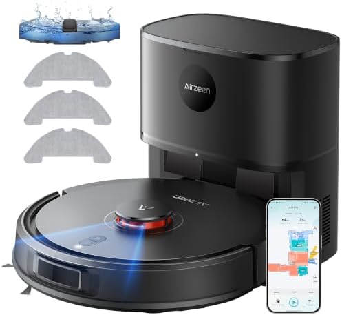 Robot Vacuum and Mop, Self-Emptying Robot Vacuum Cleaner with 8000Pa Suction, Laser Navigator with Smart Mapping Robotic Vacuums, 150Mins Runtime,Schedule,App Alexa Control for Carpet/Pet Hair,Q10 pro