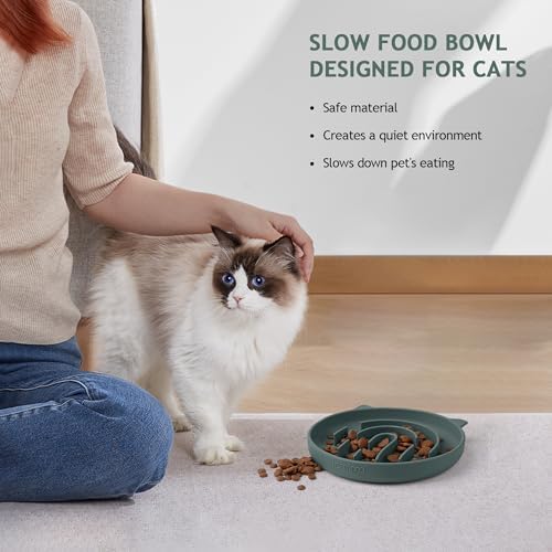 Coomazy Slow Feeder Cat Bowl Silicone Pet Puzzle Feeder for Slow Eating