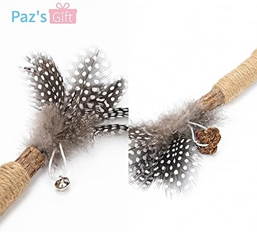 PAZ'S GIFT Catnip Toy Cat Toys Catnip Toy cat chew Toy cat Kicking silvervine Stick Teeth Cleaning Cute Kitten Teething Indoor Interactivecat Dental Care Matatabi (Feather 2pcs)