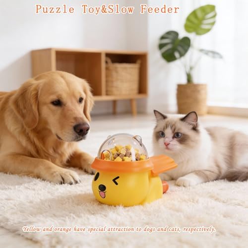 Interactive Dog and Cat Treat Dispenser - Slow Feeder Puzzle Toy | extra-large pedal, adjustable food outlet fits different kibble & treats, slow eating, mental stimulation, IQ training