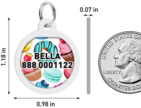 Personalized Pet ID Tag for Dog Cat with QR Passport Global Search System of Lost Pets - Personalized Dog Tags Cat Name Tags - Donuts