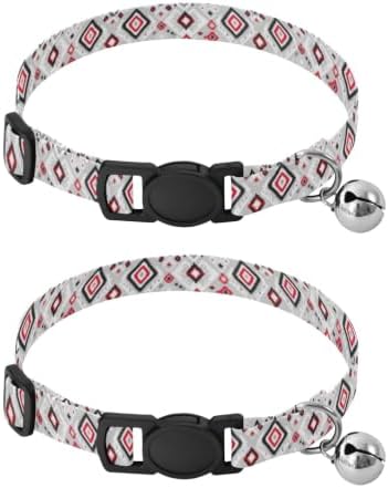 Geometric Zigzags Kitten Collars 2 Pack Lightweight Pet Collar for Cats and Dogs Adjustable Length 10.6" to 17.1"