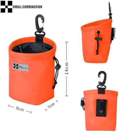 Dog Treat Pouch,Portable Puppy Dog Training Treat Bag,Hand Free Dog Walking Bag,Pet Feed Snack Reward Pocket,Dog Food Dispenser for Pet Puppy Travel or Outdoor Use (Orange)