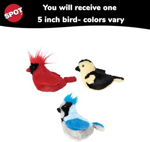 SPOT Song Birds Cat Toy- Touch Activated Singing Catnip Toy Mimics Real Bird Songs, Battery Operated Toy Satisfies Cat's Natural Urge to Hunt - One 5" Song Bird, Assorted Colors