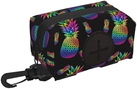 Colorful Neon Pineapple Black Dog Poop Bag Holder for Walking, Hiking, Running And Traveling
