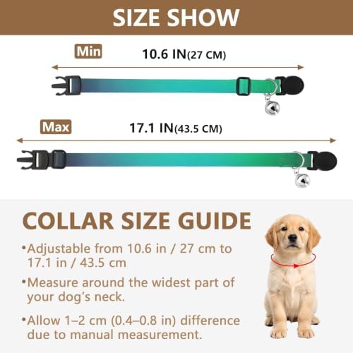 2 Pack Cat Collars Vibrant Colors Cat Bell Collar, Adjustable Length 10.6" to 17.1"