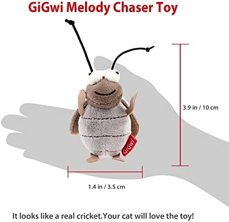Gigwi Squeaky Cricket Cat Toy,Interactive Cat Toys Electronic Motion Activated Bug Sound，Automatic Cats Play Squeaky Toy for Indoor Fun