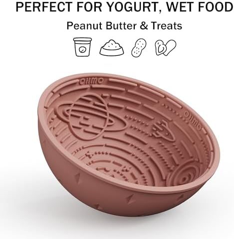 OHMO Slow Feeder Bowl & Lick Mat for Dogs, Galaxy Design, 6.3", Coral