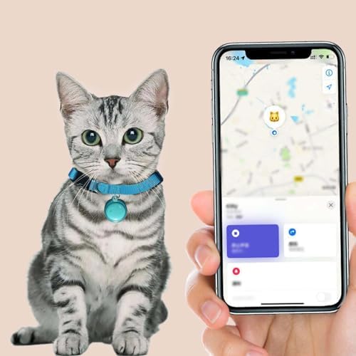 Mini Bell Cat Tracker, Mini Tracker for Pet iOS & Android, Waterproof Cat Collar with Finder Tag, Cats GPS Tracker Collar with Safety Elastic Buckle, Smart Pet Tracker Location (C-Android)
