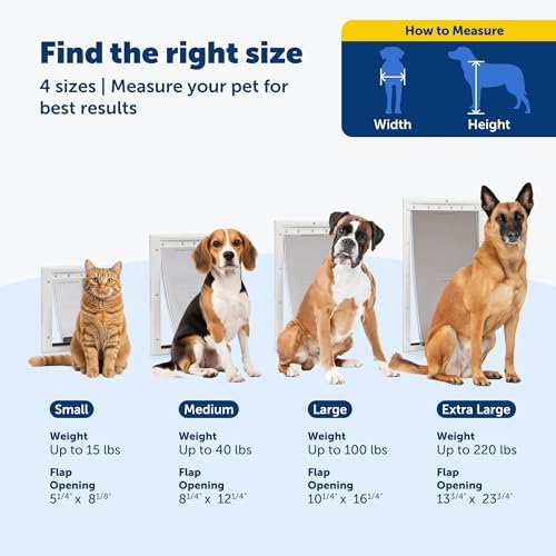 PetSafe Dog & Cat Plastic Door, Paintable, Up to 100 lb, Large | Interior & Exterior Install, Snap-on Closing Panel, Security Cover Included, DIY Installation