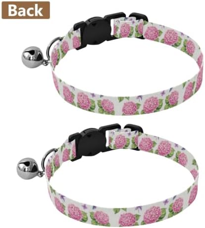 Watercolor Hydrangea Flowers Metal Bell Included Cats Collar 2 Pack for Puppy