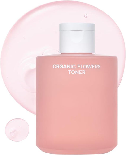 Whamisa Organic Flowers Toner Deep Rich, 97.4% Organic, Facial Toner, Essence, Damask Rose Flower Oil, Waterless Formula, Hydrating, Moisturizing, Korean Skin Care (200ml)