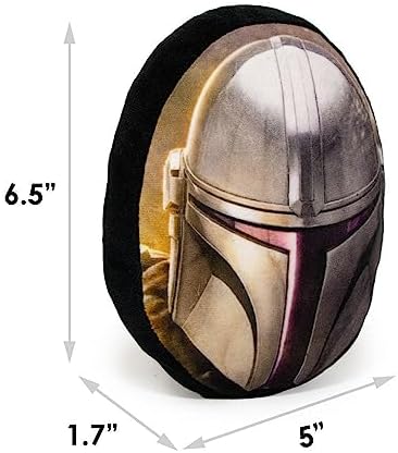 Buckle-Down Dog Toy, Mandalorian, Plush Squeaker Star Wars The Mandalorian Helmet, 8" x 8" (DTPT-SWBFJ)