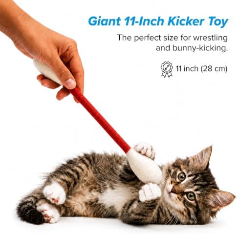 Glaciart One XXL Swabs Cat Toys with Catnip - 2 Pk | Durable for Chew, Cute Cat Toys Interactive Kitty for Boredom, Exercise, & Play | Filled w/Organic Catnip for Anxiety & as Digestive Aid