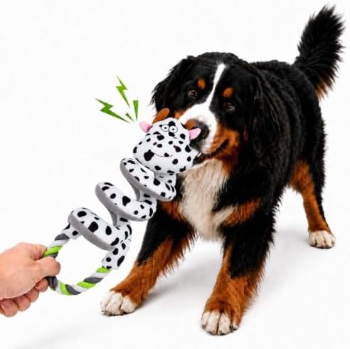 Dog Toys for Aggressive Chewers Squeaky Toys with Pull Rope Plush Tug (D)