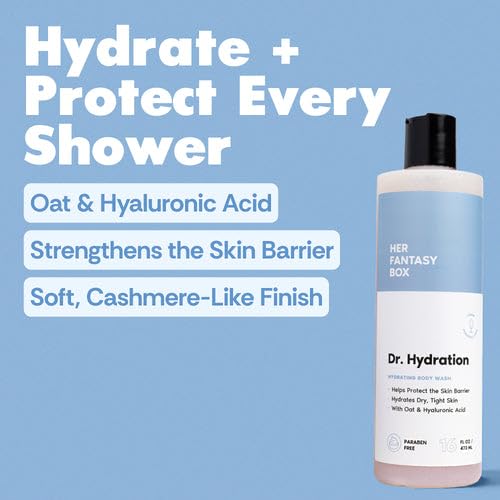 Her Fantasy Box | Dr. Hydration Moisturizing Body Wash – Ultra-Hydrating Cleanser with Hyaluronic Acid & Aloe, Gentle Daily Wash for Soft, Smooth-Feeling Skin, Vegan & pH Balanced (8 oz)
