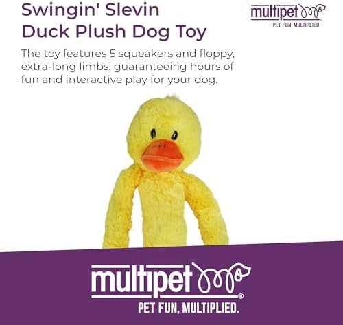 Multipet's Swingin Slevin XXL Oversized 30-Inch Yellow Duck Plush Dog Toy