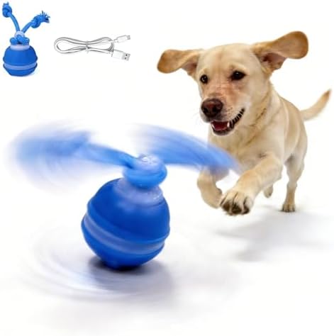 Interactive Dog Toys ，2026 upgraded motion-sensing pet toy ball, interactive dog toy ball with 360° intelligent automatic rolling. Built-in bird chirping attract dogs and keep them playing (blue)