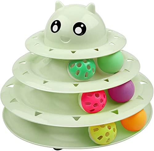 UPSKY Cat Toy Roller 3-Level Turntable Cat Toys with Six Colorful Balls | Puzzle Kitten Toys, Sturdy Structure, Detachable Design, Easy to Assemble, Anti-Slip, Reduces Boredom for Indoor Cats