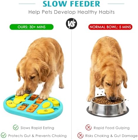 Dog Puzzle Toy, Interactive Treat Dispensing Toys, Blue | Dog Enrichment Toys, IQ Training & Mental Stimulation, Non-Slip Slow Feeder, For Puppies Small Medium Large Dogs Cats