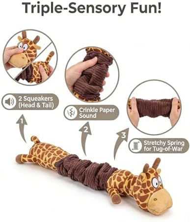 3-In-1 Squeaky Dog Toys for Chewers, for Small Medium Breed, 2 Pack